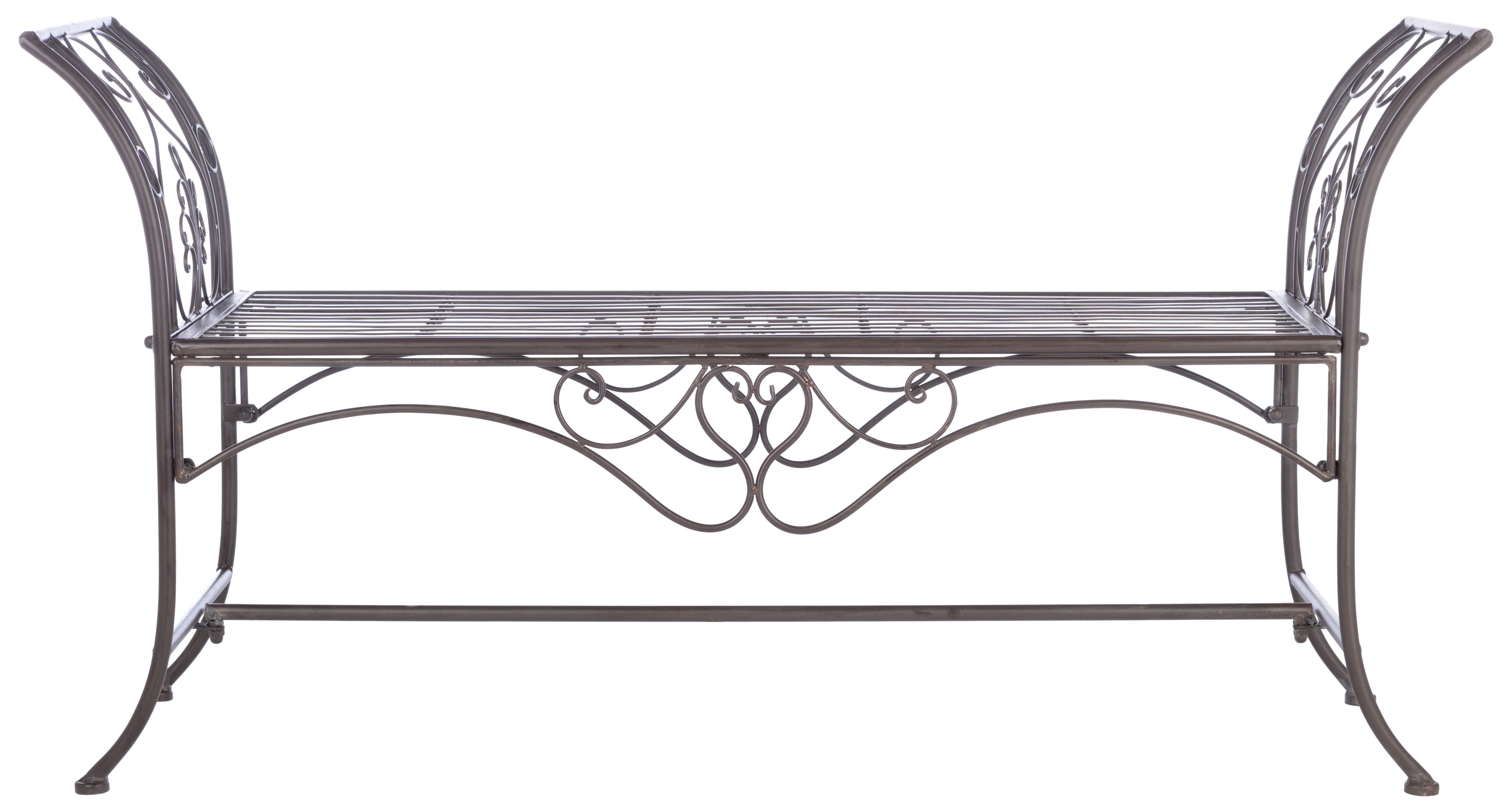 Adina Victorian Elegance Wrought Iron Outdoor Garden Bench with Flourishing Scrolls and Details