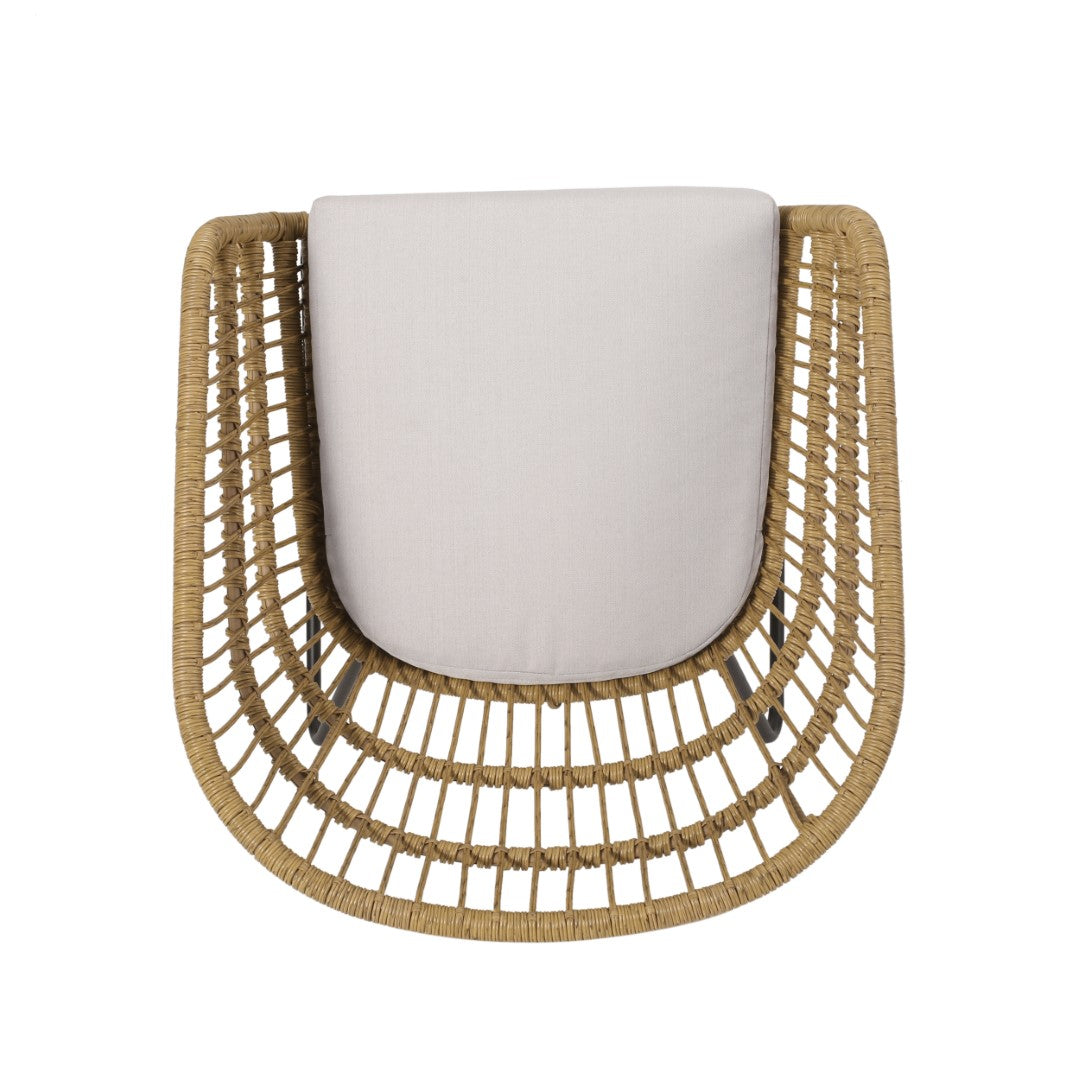 Christopher Knight Home® Lemere 2 - Piece Light Brown, Beige & Black Outdoor Wicker Dining Chairs with Cushions