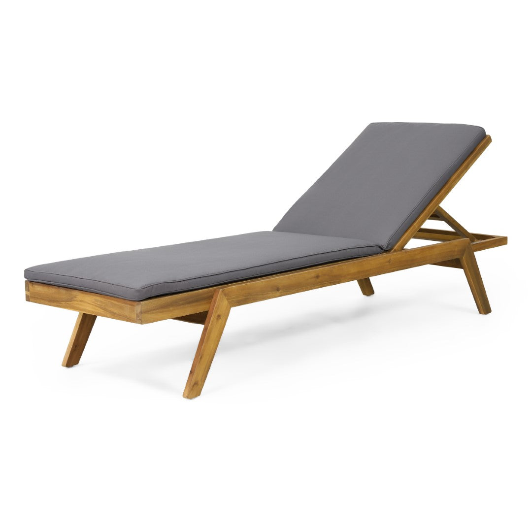 Christopher Knight Home® Caily 2-Piece Outdoor Acacia Wood Chaise Lounges with Waterproof Cushions