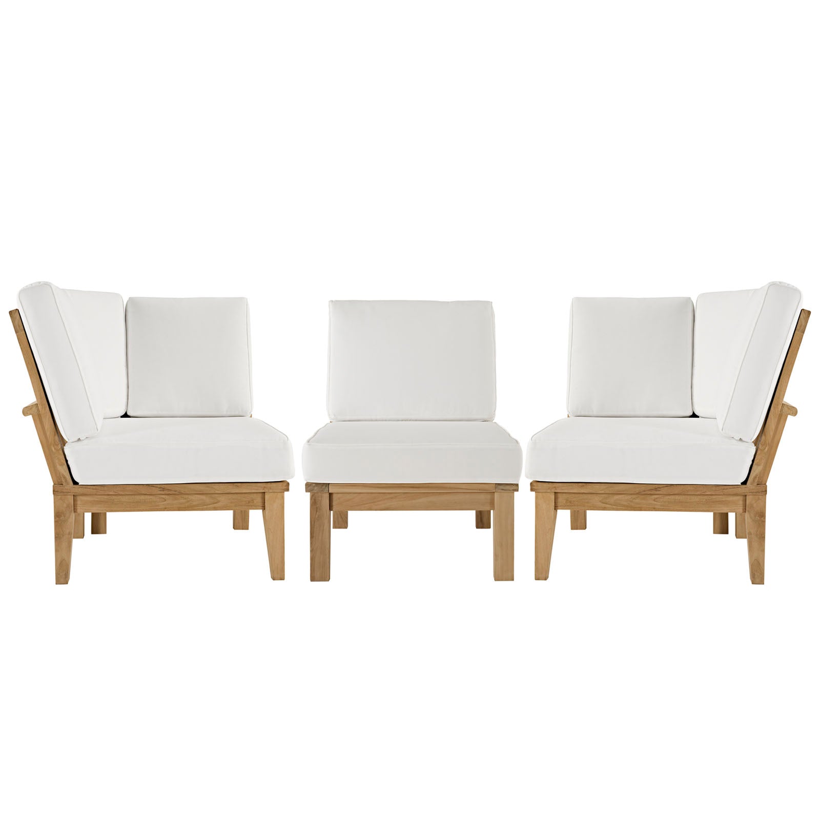 Marina Teak Wood Outdoor Patio Sofa Sectional Set - Sturdy and Weatherproof Design Ideal for Your Patio Relaxation
