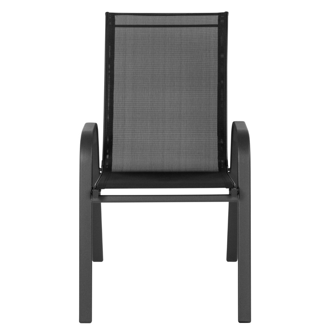 Commercial-Grade Outdoor Stackable 4-Pack Patio Chairs with Flex Comfort Material and Sturdy Metal Frame