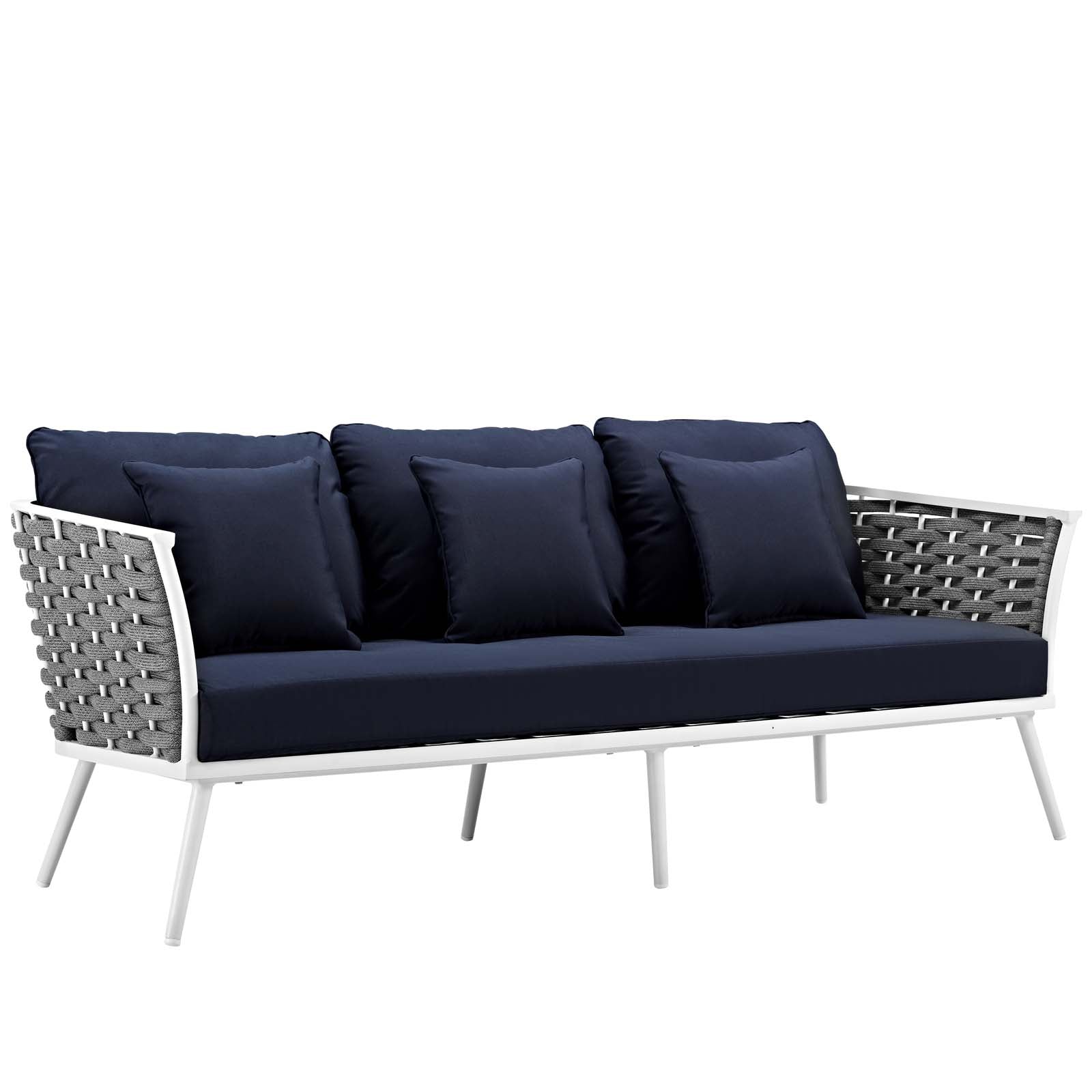 Stance Modern Outdoor Patio Sofa Set with All-Weather Cushions and Aluminum Frame for Relaxing Gatherings
