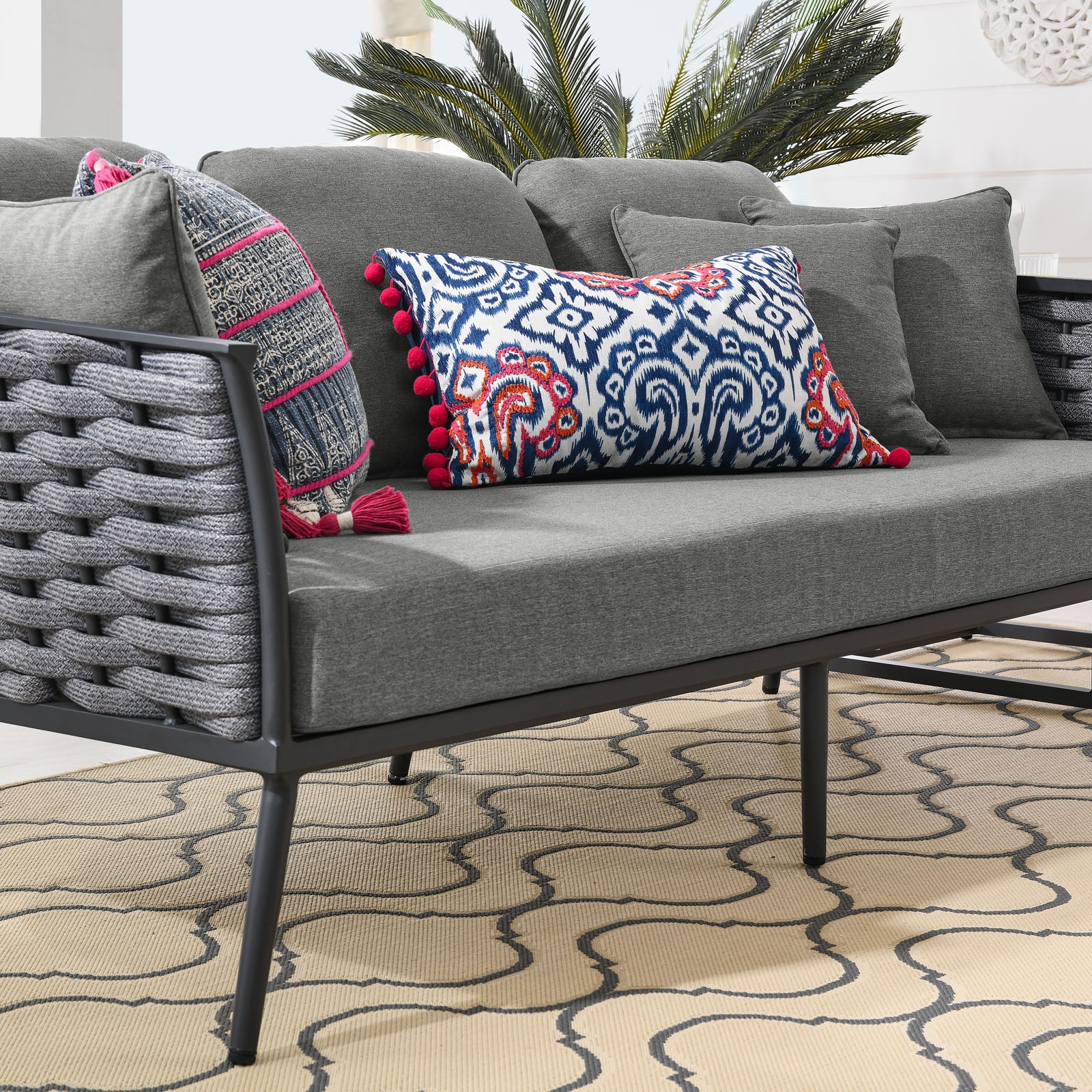 Stance Modern Outdoor Patio Sofa Set with All-Weather Cushions and Aluminum Frame for Relaxing Gatherings