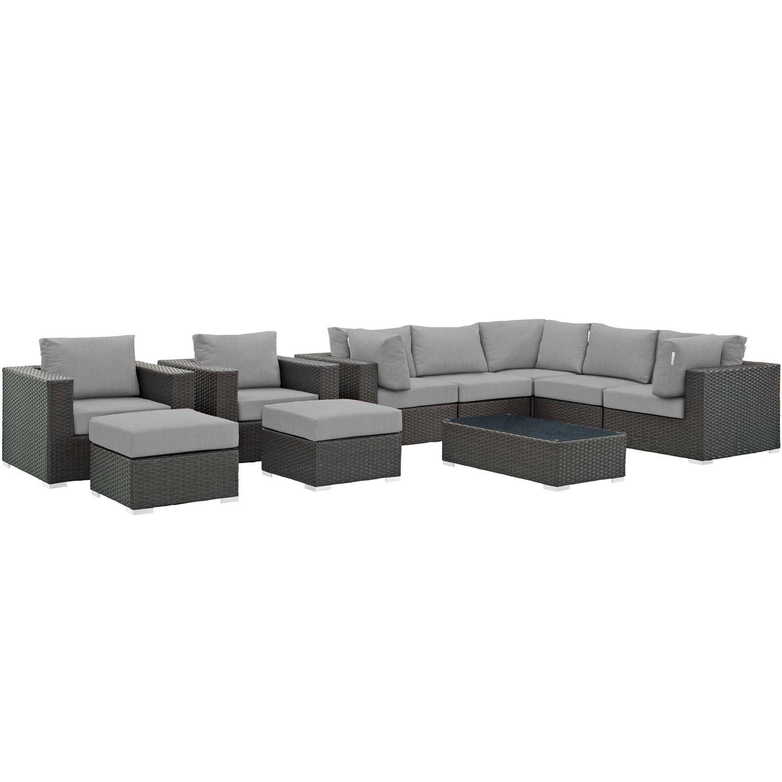 Sojourn 10-Piece Outdoor Patio Furniture Set with Sunbrella® Cushions for Total Relaxation