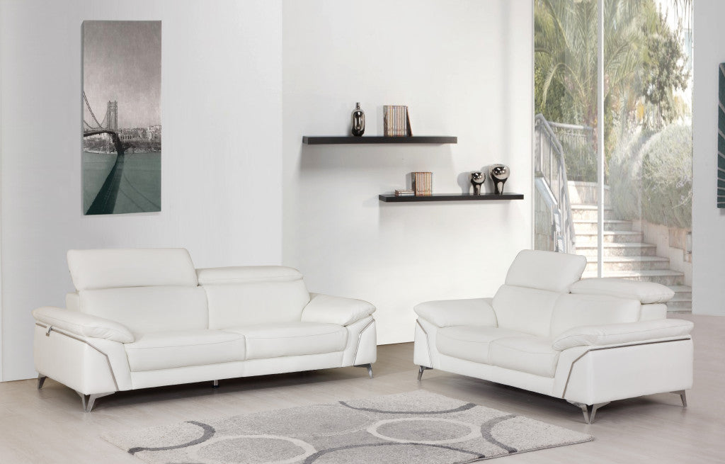 Luxurious 2-Piece Indoor Italian White Leather Seating Set for Stylish Homes