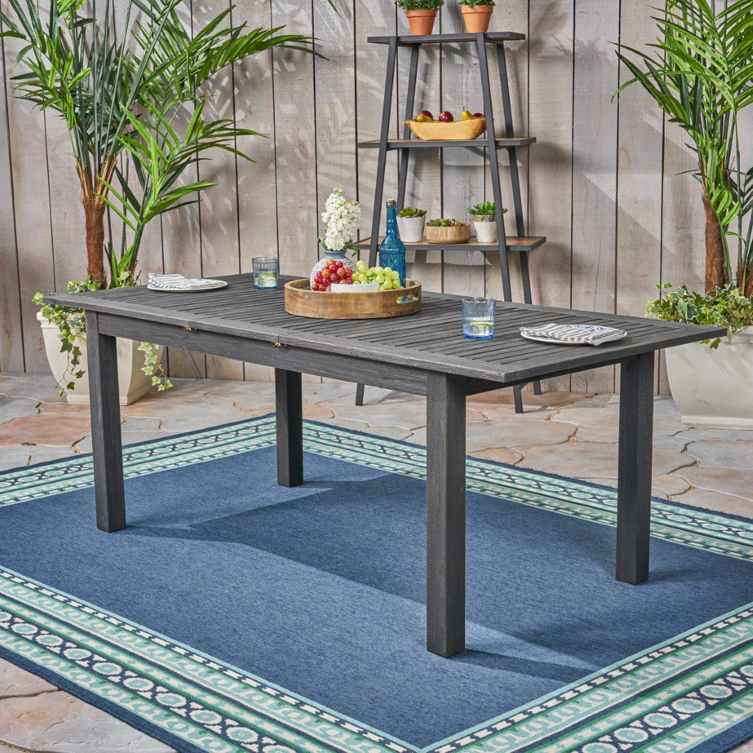 Christopher Knight Home® Acacia Wood Dining Table with Expandable Design, Dark Gray Finish -