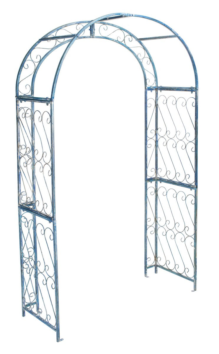 Antique White Iron Outdoor Arch for Enchanting Secret Gardens and Floral Decor