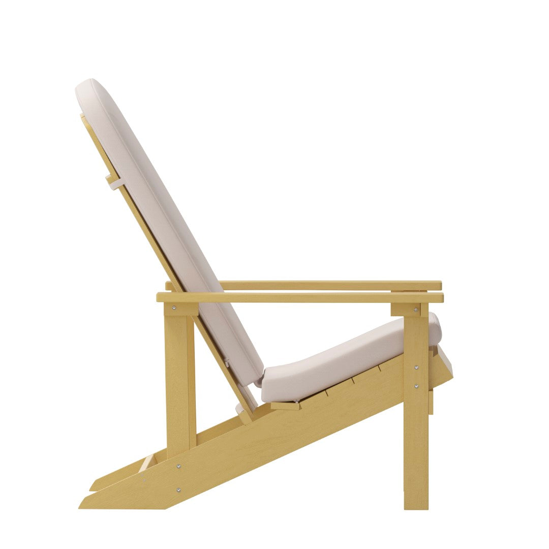 Commercial - Grade Outdoor Set of Two All - Weather Poly Resin Wood Adirondack Chairs Equipped with Cream - Colored Cushions Ideal for Decks, Porches, and Patios