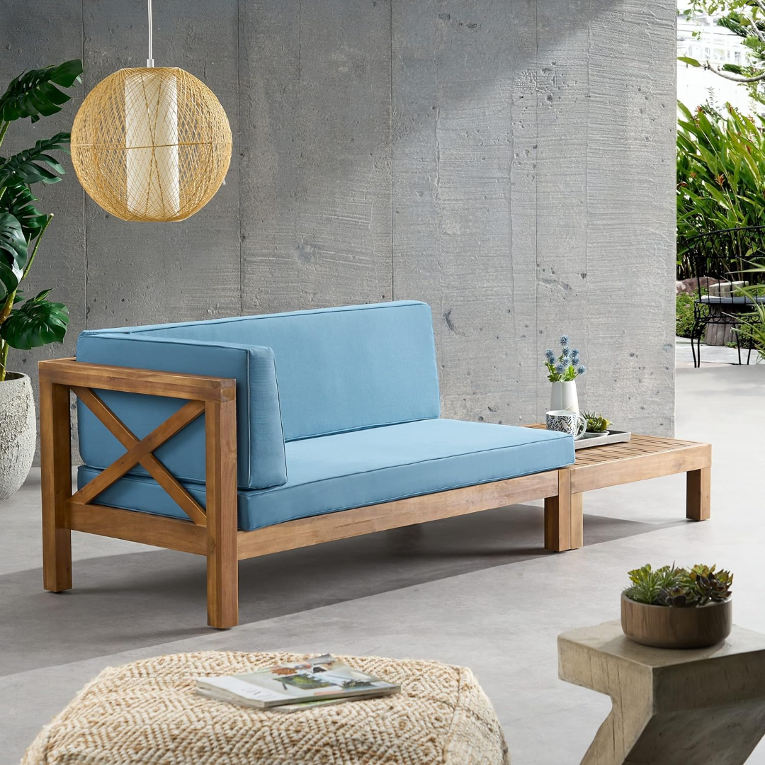 Christopher Knight Home® Brava X-Back Corner Bench Set with Coffee Table - Blue
