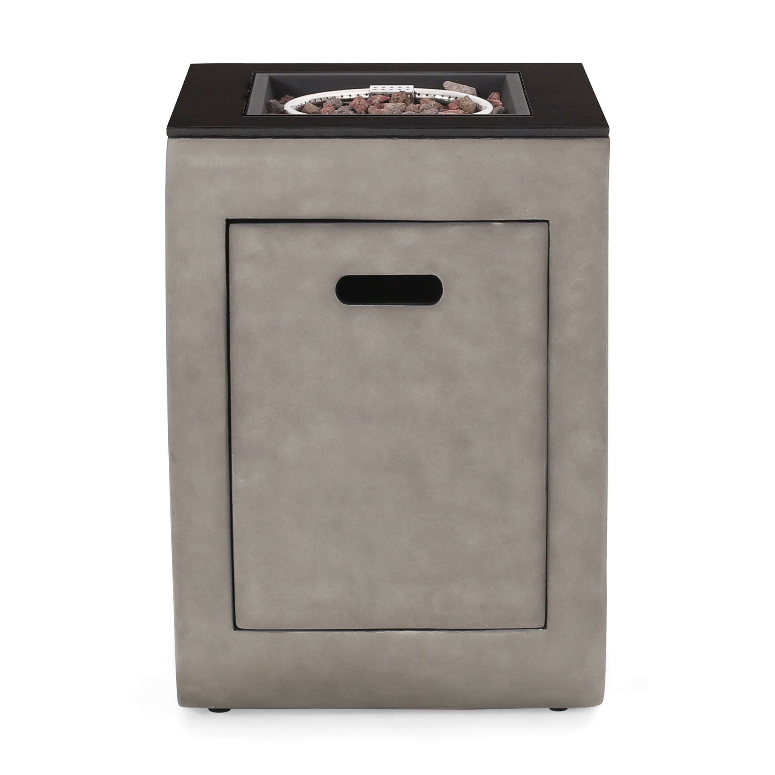 Christopher Knight Home® Adio 19.5-Inch Light Gray & Gloss Black Modern Outdoor Fire Column