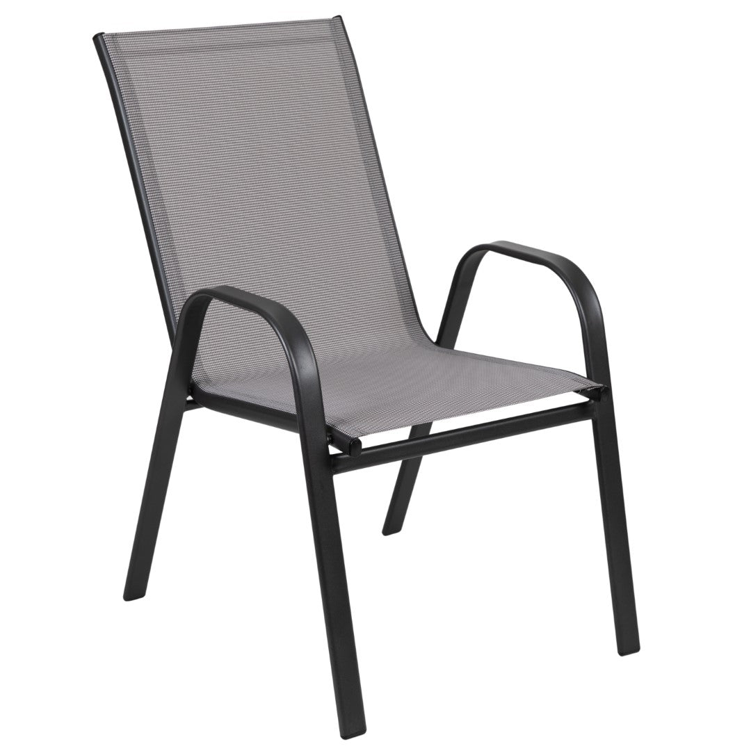 Commercial-Grade Outdoor Stackable 4-Pack Patio Chairs with Flex Comfort Material and Sturdy Metal Frame