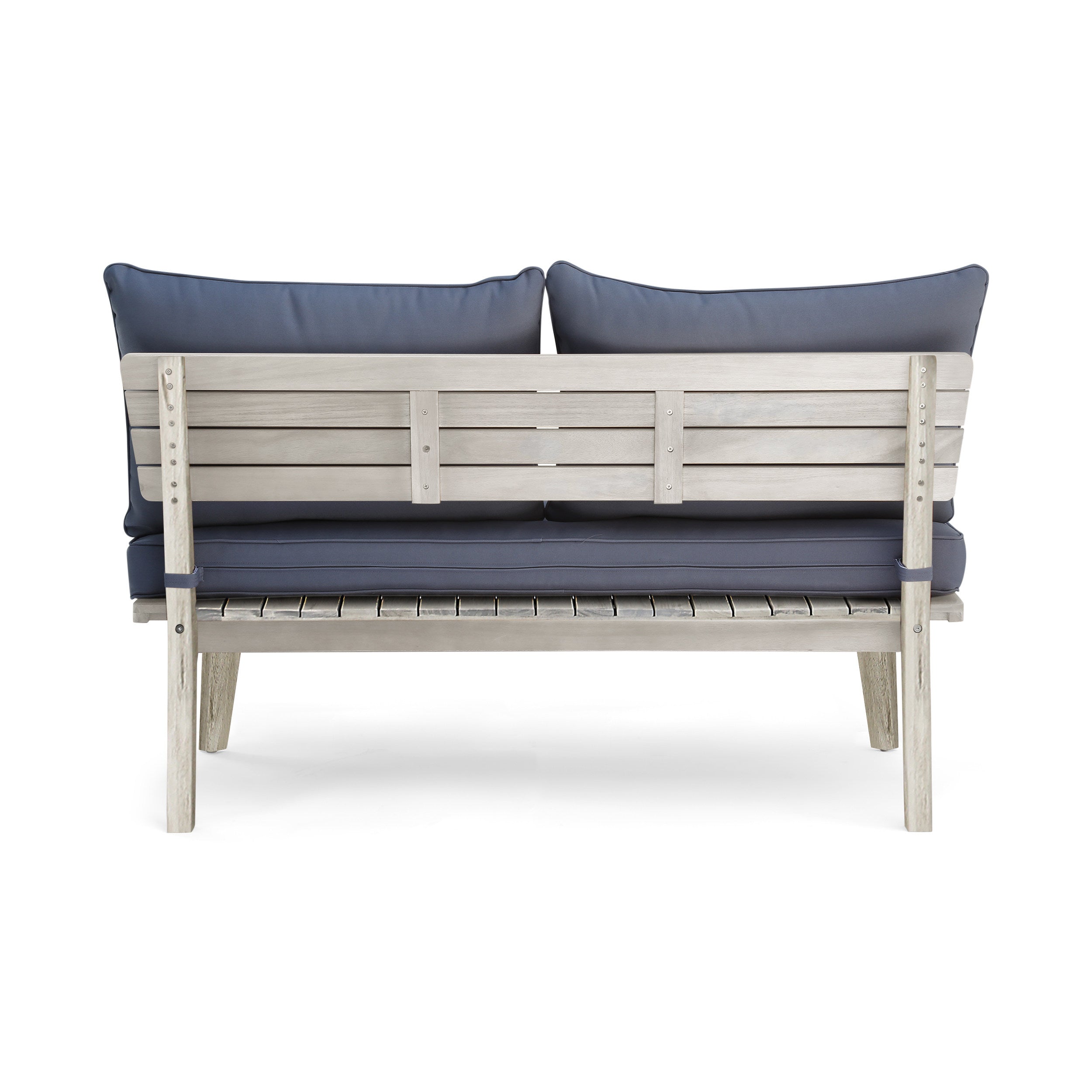Christopher Knight Home® Mid - Century Outdoor Acacia Wood Loveseat with Weather - Resistant Gray Cushions