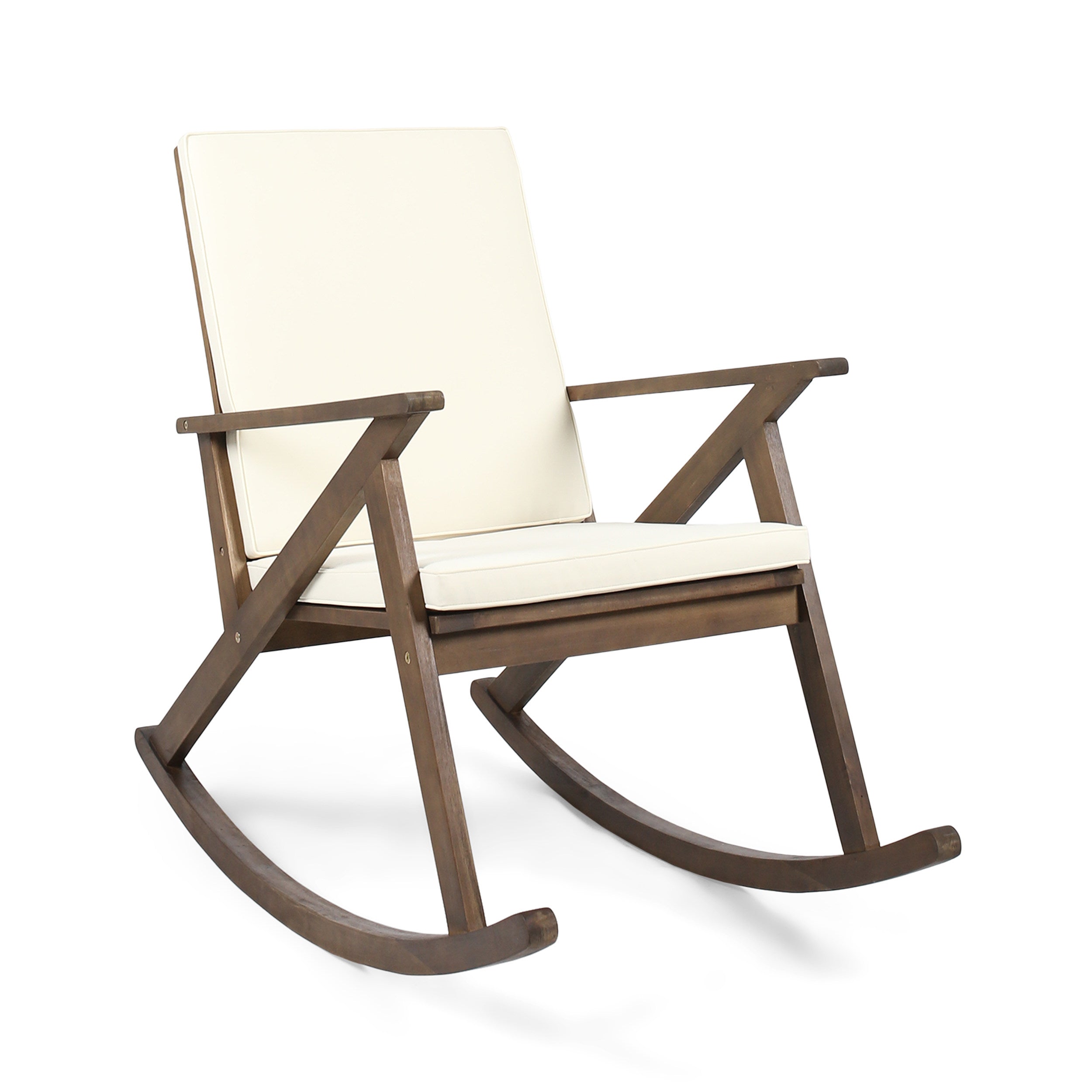 Christopher Knight Home® Gus Acacia Wood Outdoor Rocking Chair with Comfortable Cushion: A Durable, Safe, and Stylish Seating Option for Relaxation