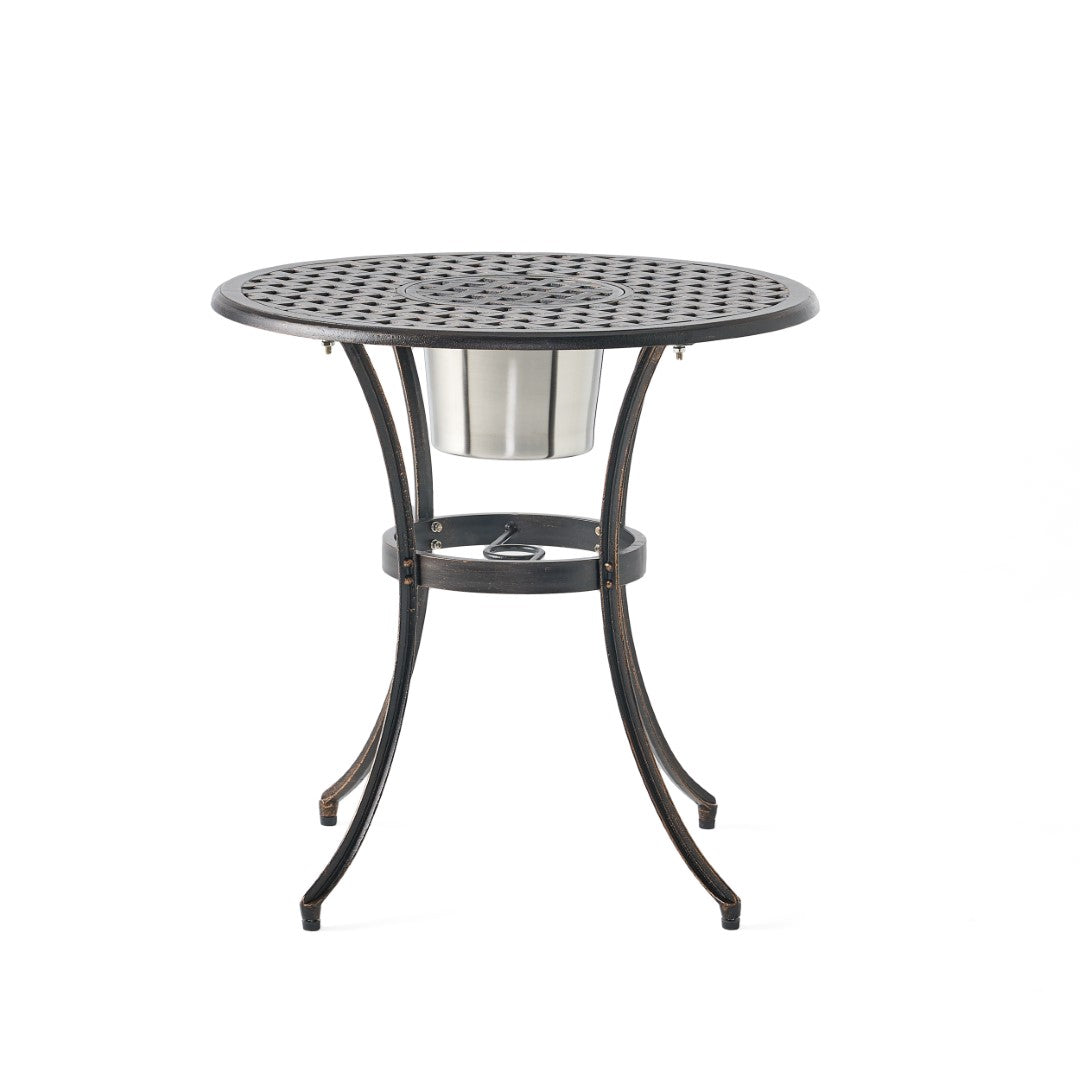 Christopher Knight Home® Angeles Outdoor Cast Aluminum Bistro Dining Set with Integrated Ice Bucket for Al Fresco Meals