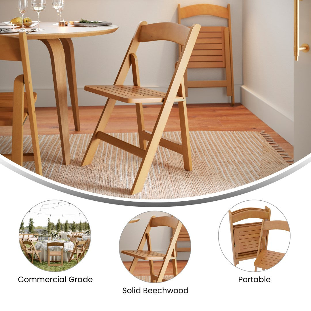 High - Quality Commercial - Use Solid Oak and Beechwood Folding Dining Chair