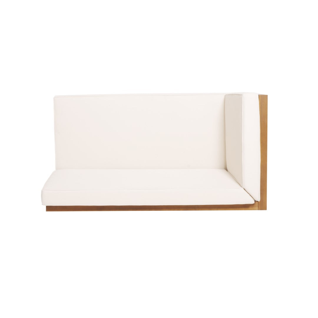 Christopher Knight Home® Brava X-Back Left Corner Bench for Indoor and Outdoor Use, Beige - Exuding Rustic Charm, Constructed with Durable Acacia Wood, Water-Resistant Cushions, Dimensions: 58.25 x 30.25