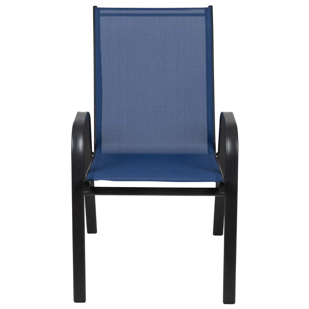 Commercial-Grade Outdoor Stackable 4-Pack Patio Chairs with Flex Comfort Material and Sturdy Metal Frame