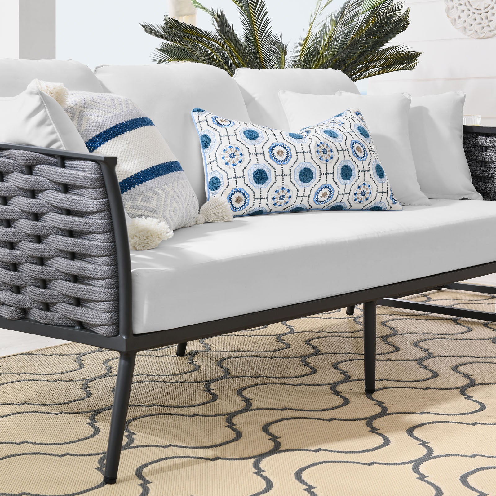 Stance Modern Outdoor Patio Sofa Set with All-Weather Cushions and Aluminum Frame for Relaxing Gatherings