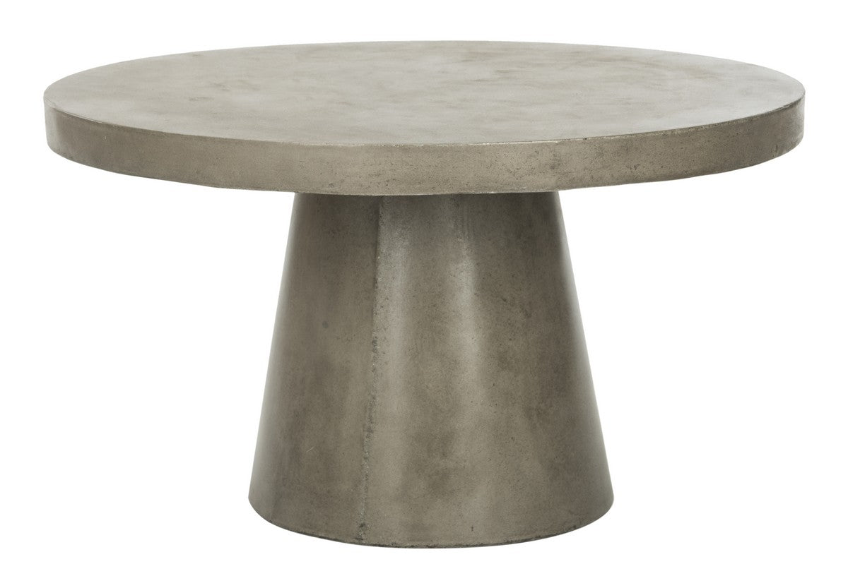 Delfia Contemporary Circular Coffee Table in 27.56-inch Dark Grey Concrete for Both Indoor and Outdoor Sophistication