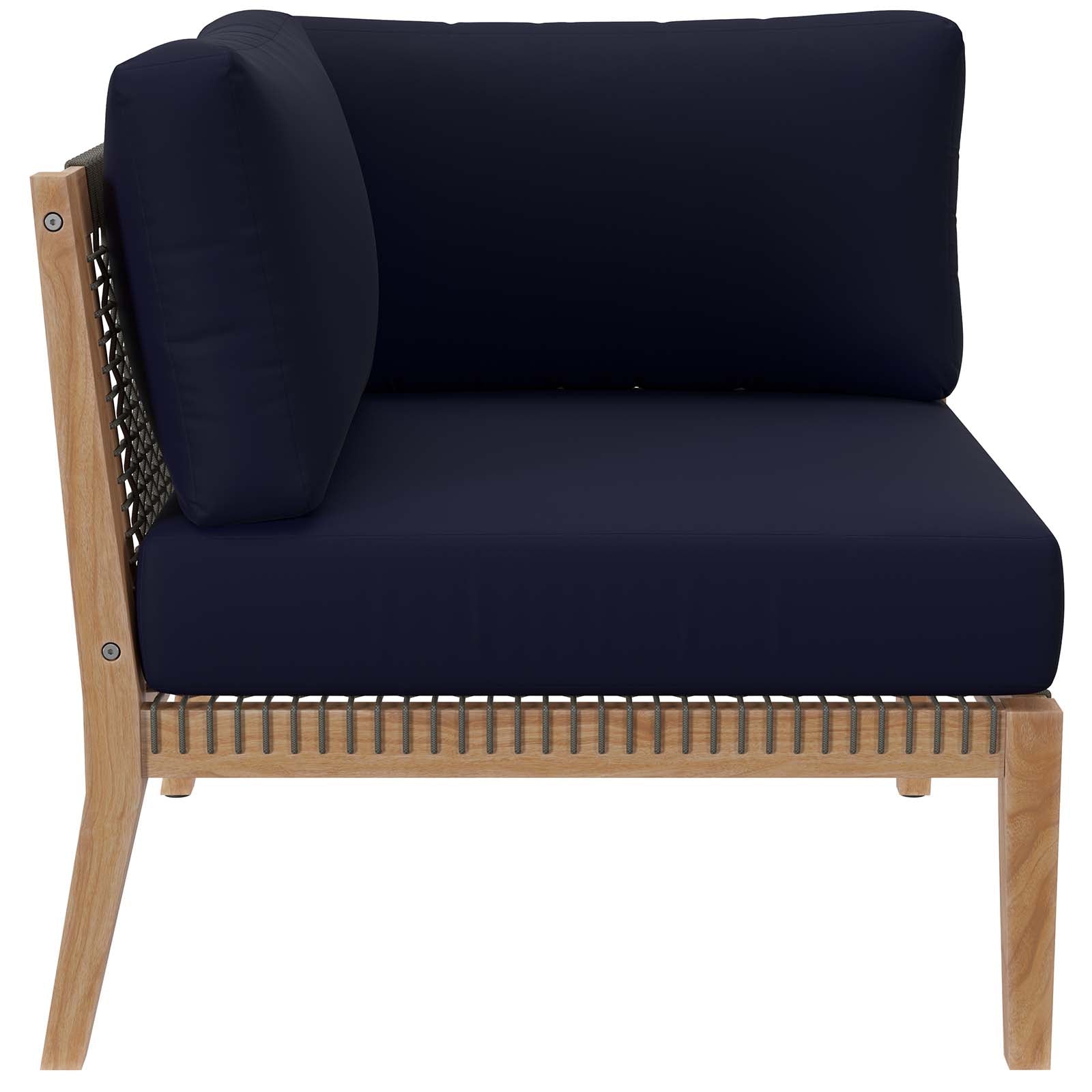 Clearwater Premium Teak Outdoor Patio Sofa with Stylish Rope Webbing and Comfort Cushions