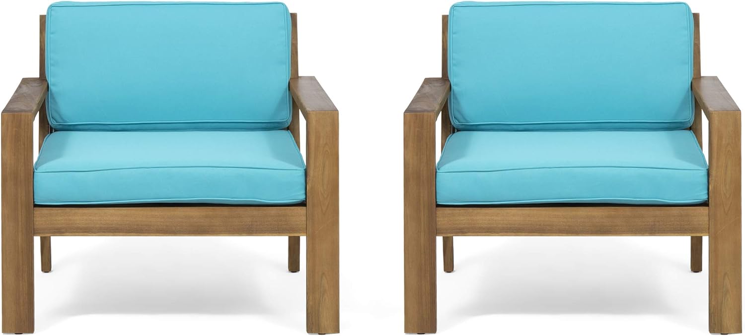 Christopher Knight Home® Santa Ana Club Chairs Set of 2, Acacia Wood, Wire Brushed Finish, Water-Resistant