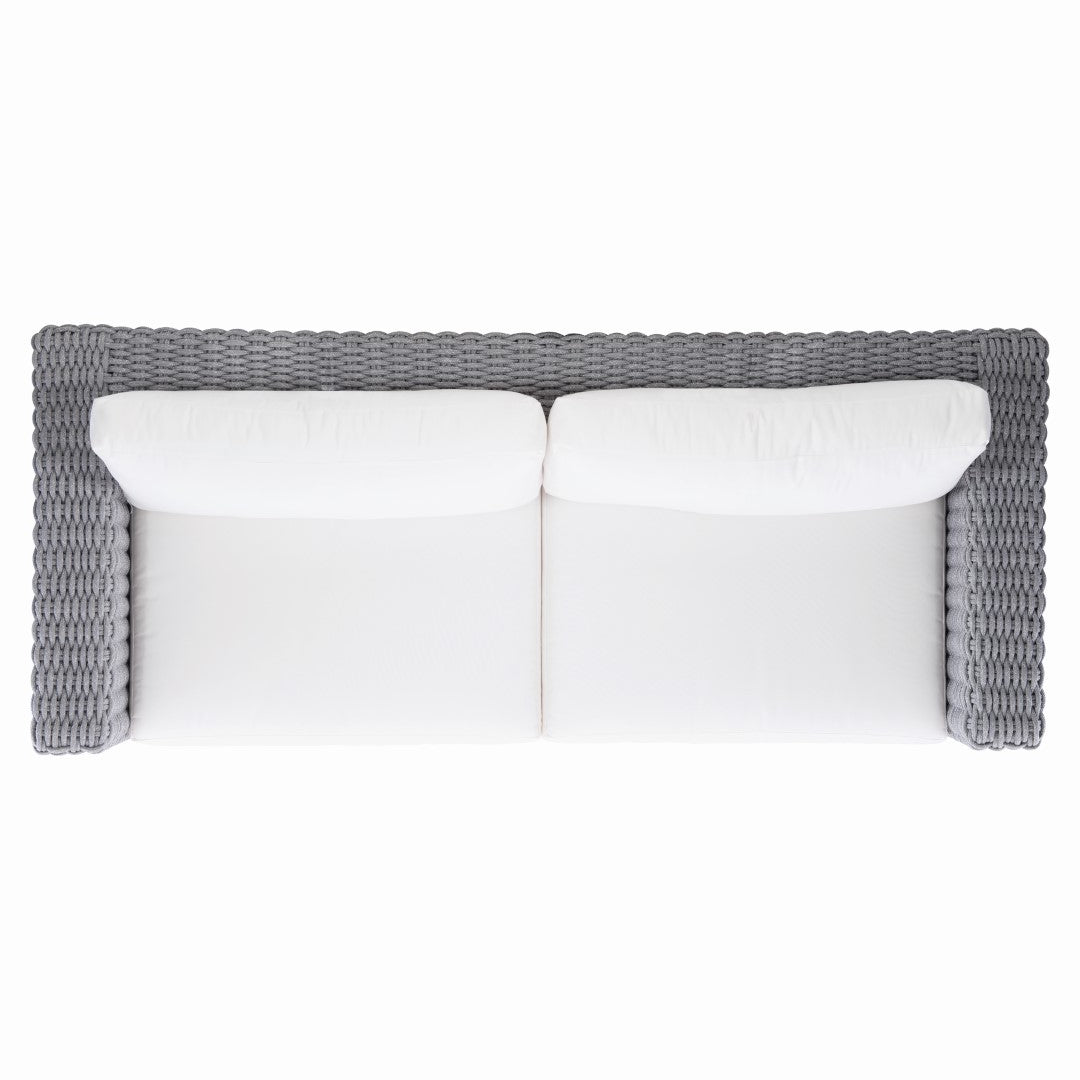 Luxury Outdoor Capri Sofa with Gray Mist Woven Rope Design and Plush Cushions for Supreme Comfort