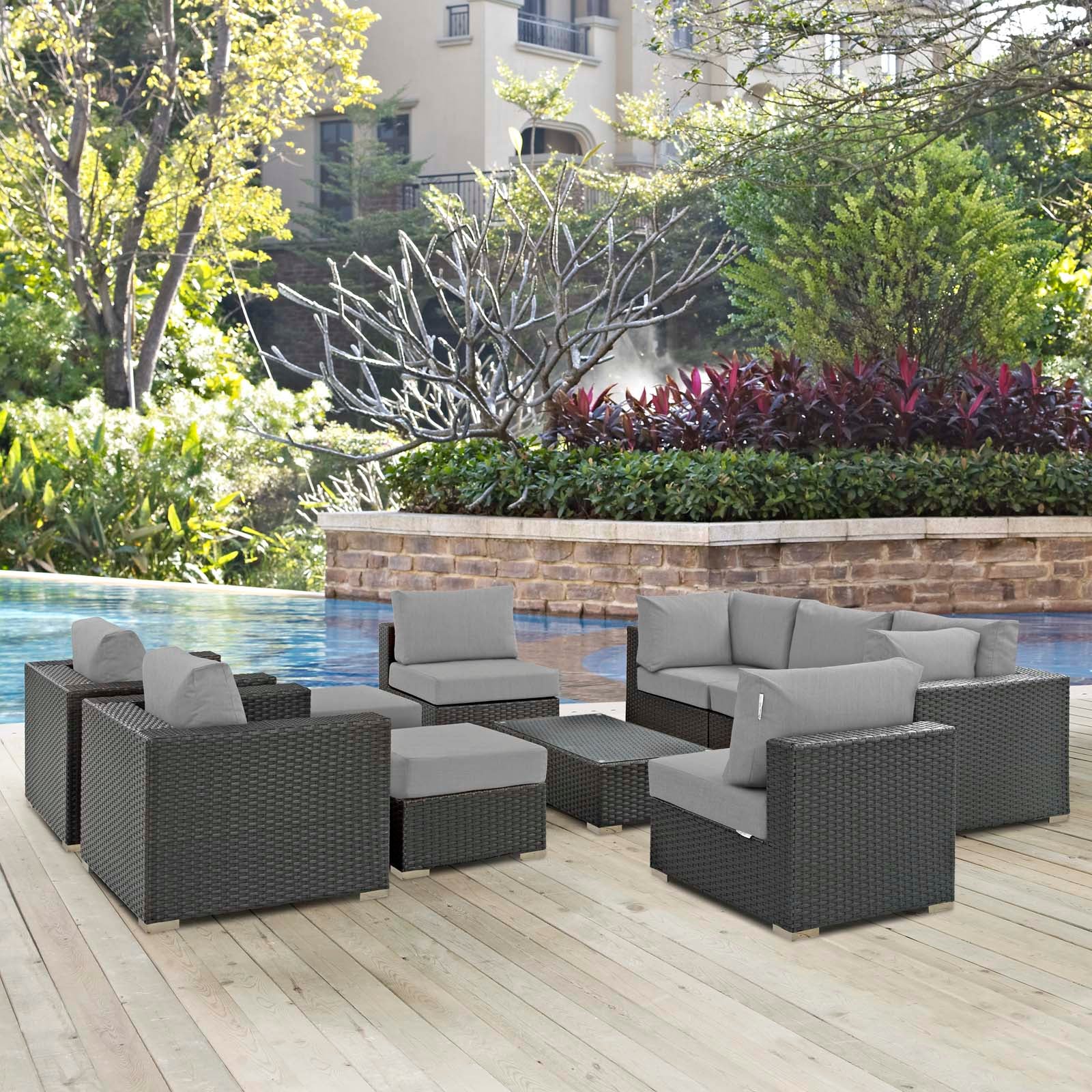 Sojourn 10-Piece Outdoor Patio Furniture Set with Sunbrella® Cushions for Total Relaxation