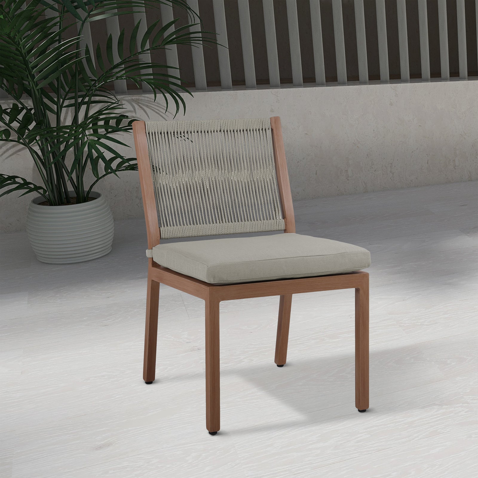 Elegant Maui Outdoor Patio Dining Side Chair Set with Quick - Dry Cushions and Aluminum Frame