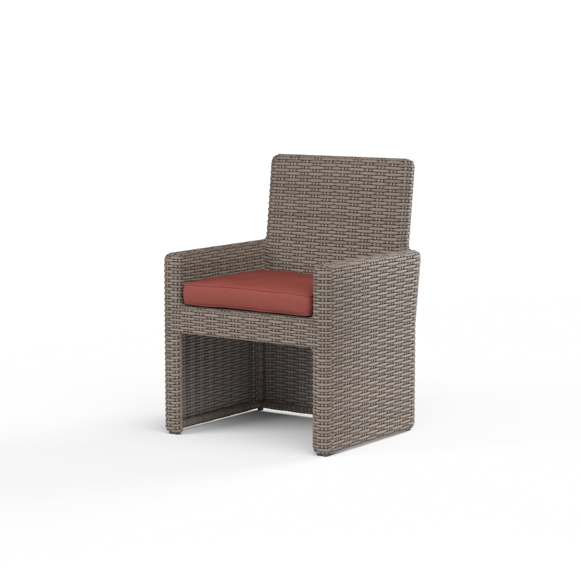 Sunset West Coronado Casual Dining Chair with Driftwood Resin Wicker and Comfortable Plush Seating for a Sophisticated Dining Experience