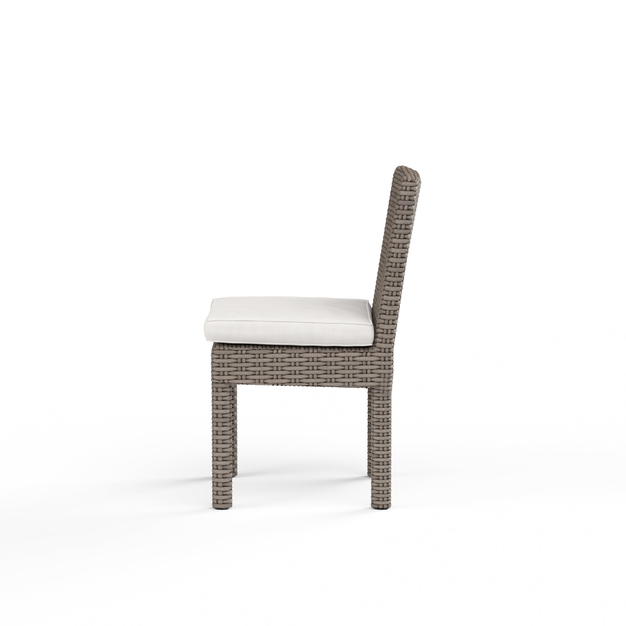 Sunset West Coronado Casual Dining Chair with Driftwood Resin Wicker and Comfortable Plush Seating for a Sophisticated Dining Experience