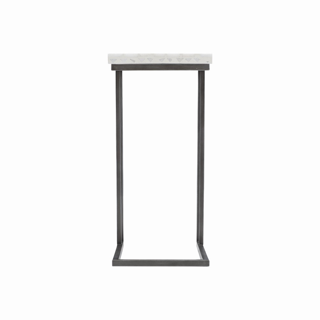 Sausalito Outdoor Side Table - Elegant Terrazzo Top & Flint Gray Stainless Steel Base for Patio Charm