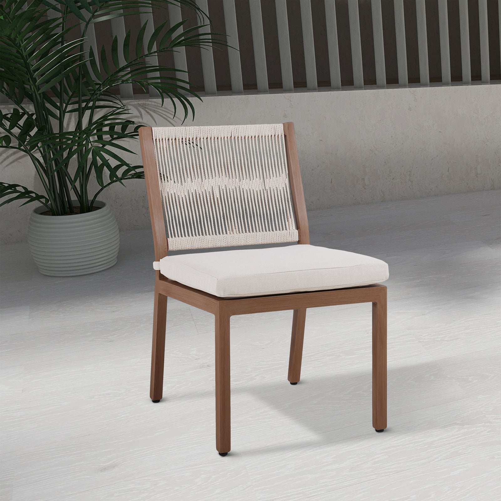 Elegant Maui Outdoor Patio Dining Side Chair Set with Quick - Dry Cushions and Aluminum Frame