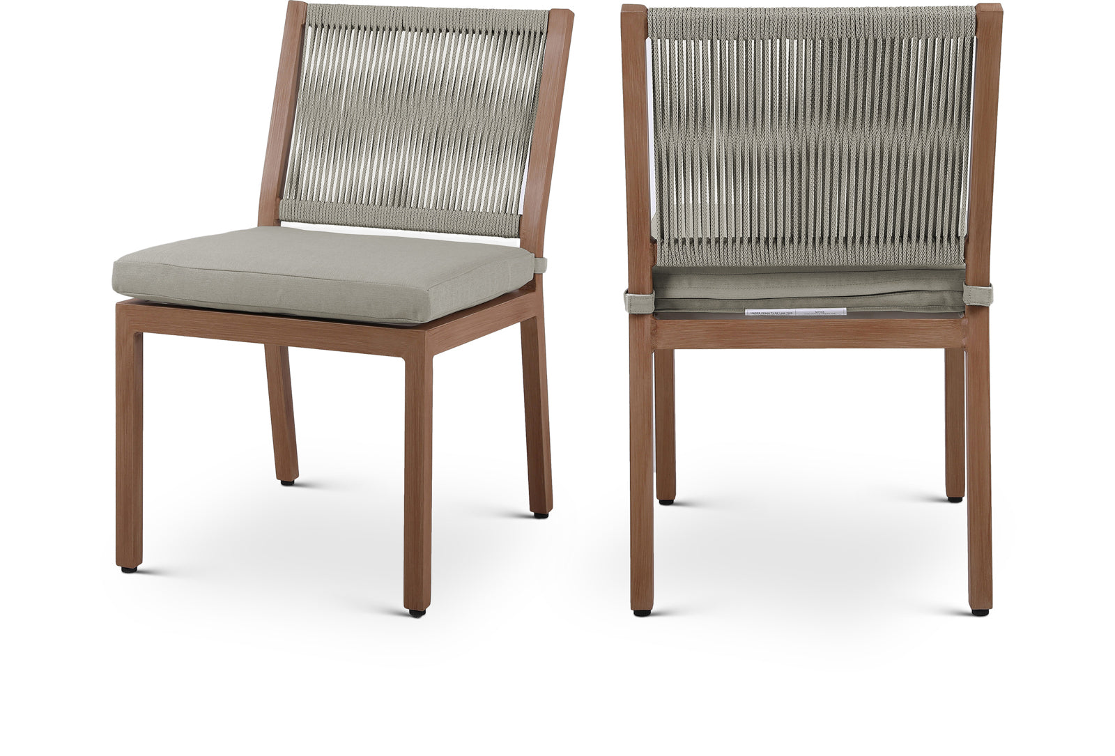 Elegant Maui Outdoor Patio Dining Side Chair Set with Quick - Dry Cushions and Aluminum Frame