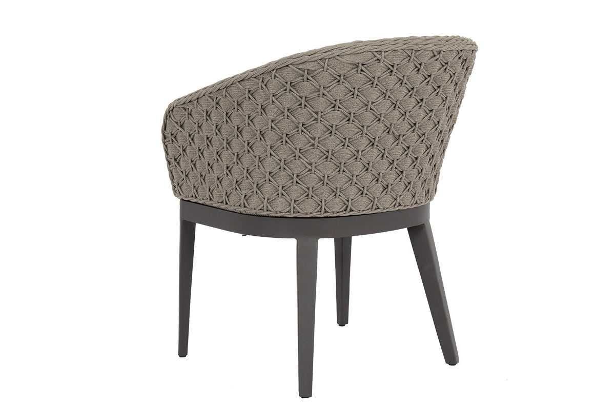 Marbella Weather-Resistant Dining Chair with Handwoven Rope, Curved Back & Stylish Comfort
