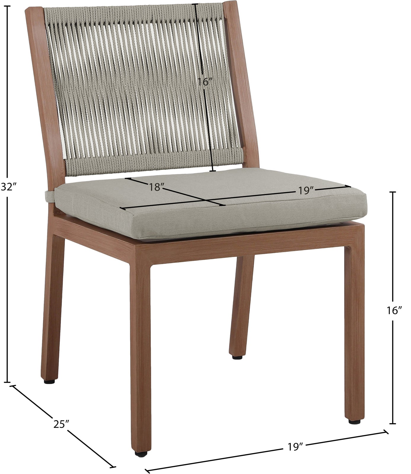 Elegant Maui Outdoor Patio Dining Side Chair Set with Quick - Dry Cushions and Aluminum Frame