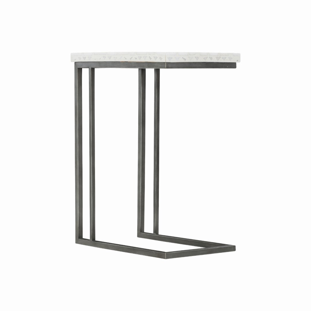Exquisite Sausalito Outdoor End Table - Featuring a Stunning Terrazzo Top and a Flint Gray Stainless Steel Base for Patio Elegance