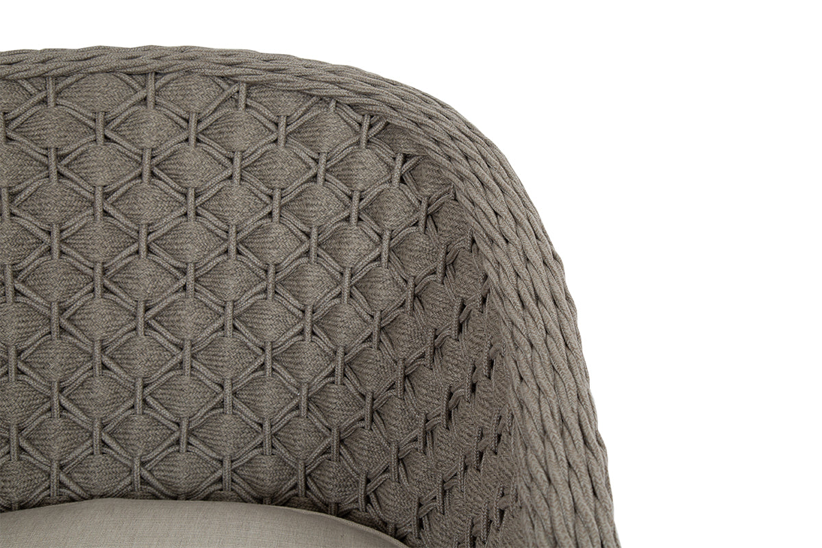 Marbella Weather-Resistant Dining Chair with Handwoven Rope, Curved Back & Stylish Comfort
