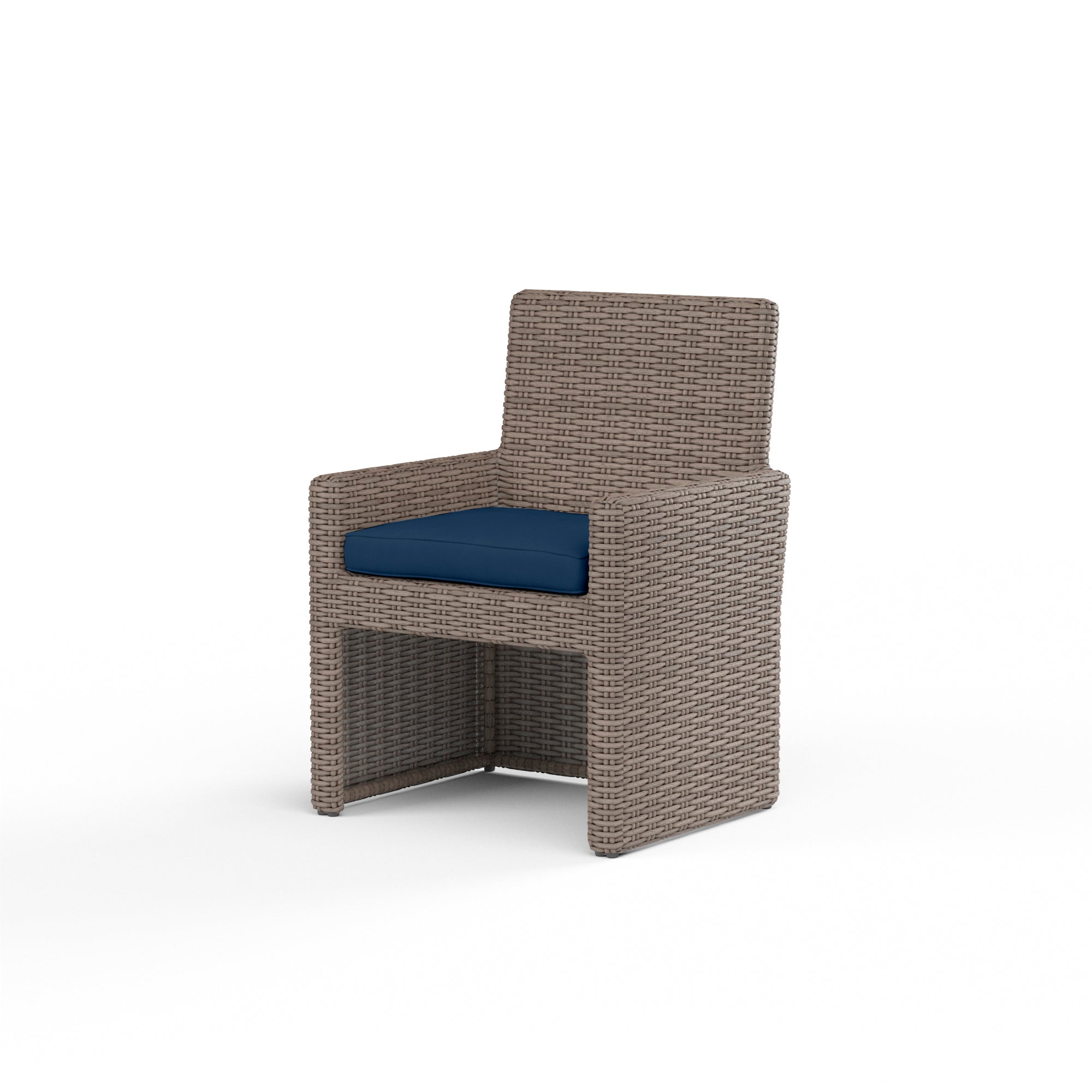Sunset West Coronado Casual Dining Chair with Driftwood Resin Wicker and Comfortable Plush Seating for a Sophisticated Dining Experience