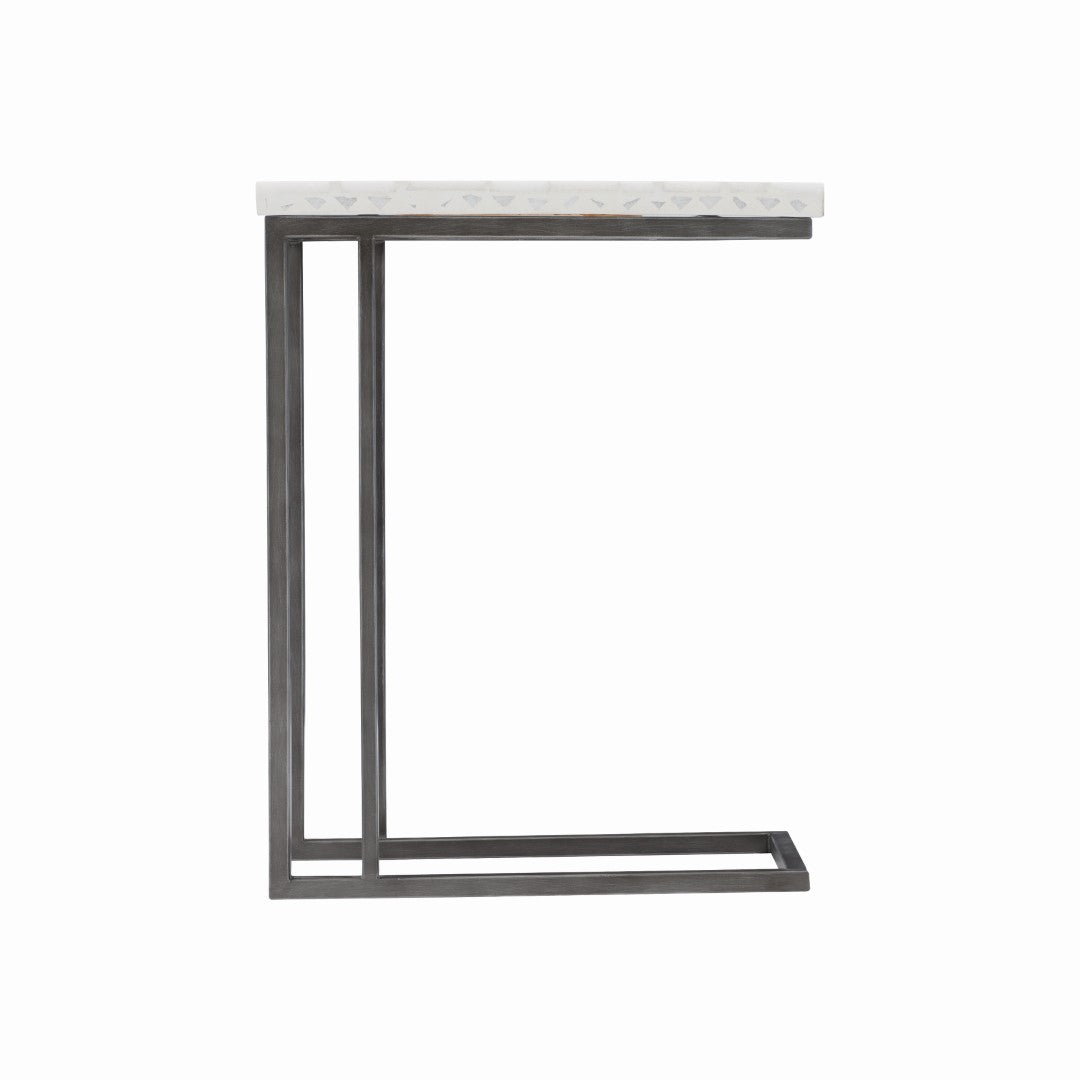 Exquisite Sausalito Outdoor End Table - Featuring a Stunning Terrazzo Top and a Flint Gray Stainless Steel Base for Patio Elegance