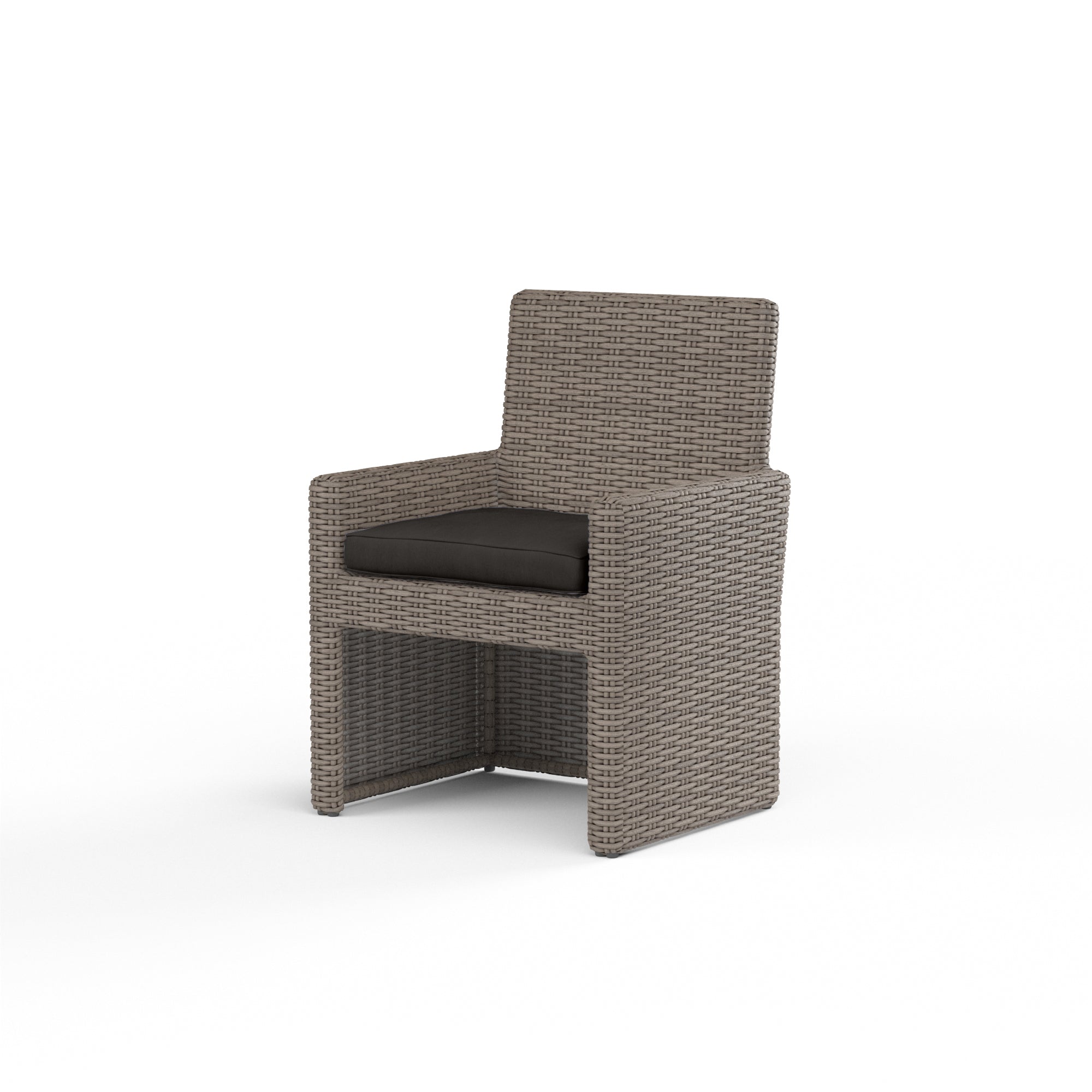 Sunset West Coronado Casual Dining Chair with Driftwood Resin Wicker and Comfortable Plush Seating for a Sophisticated Dining Experience