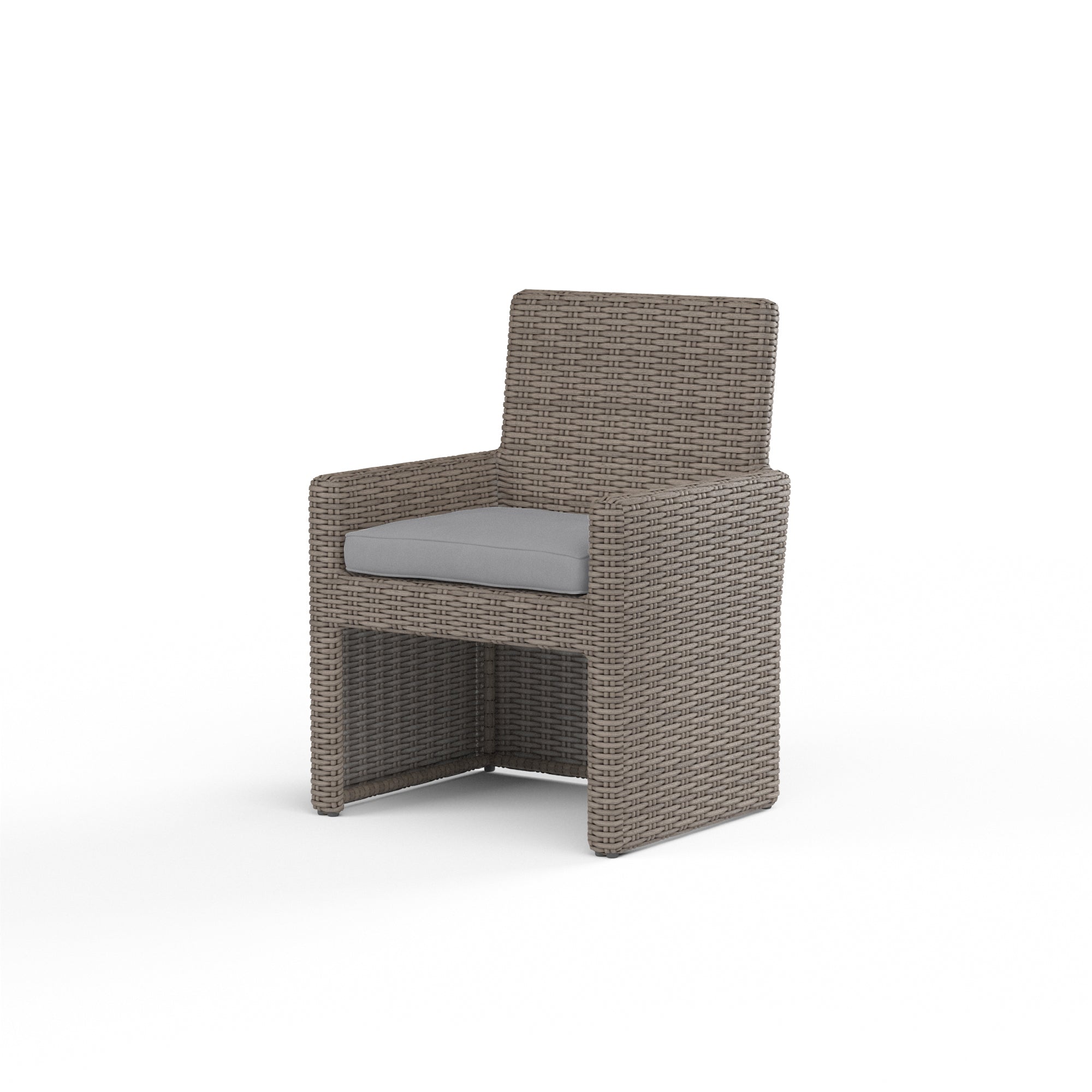 Sunset West Coronado Casual Dining Chair with Driftwood Resin Wicker and Comfortable Plush Seating for a Sophisticated Dining Experience
