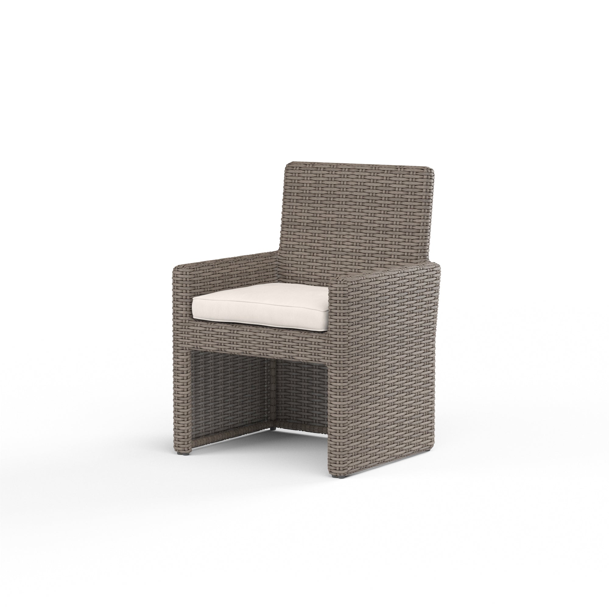 Sunset West Coronado Casual Dining Chair with Driftwood Resin Wicker and Comfortable Plush Seating for a Sophisticated Dining Experience