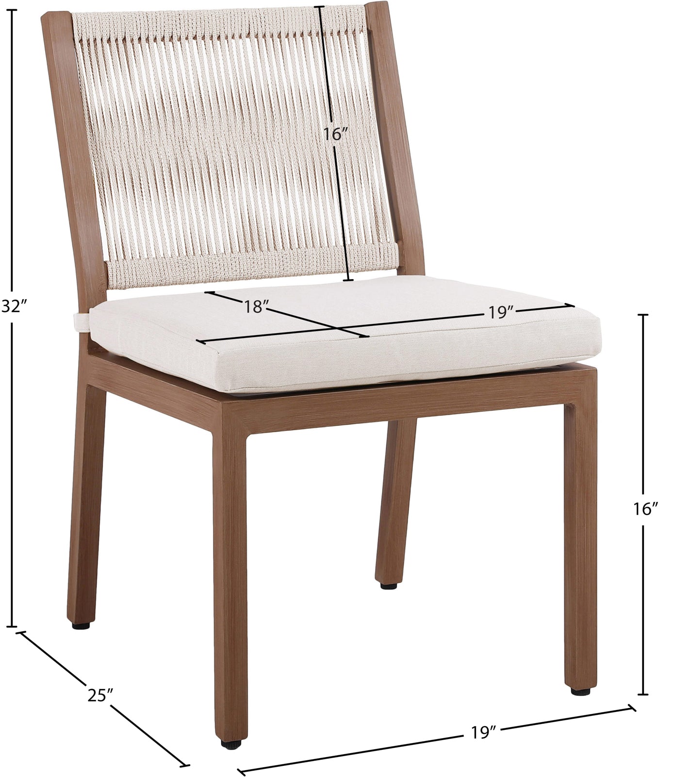Elegant Maui Outdoor Patio Dining Side Chair Set with Quick - Dry Cushions and Aluminum Frame