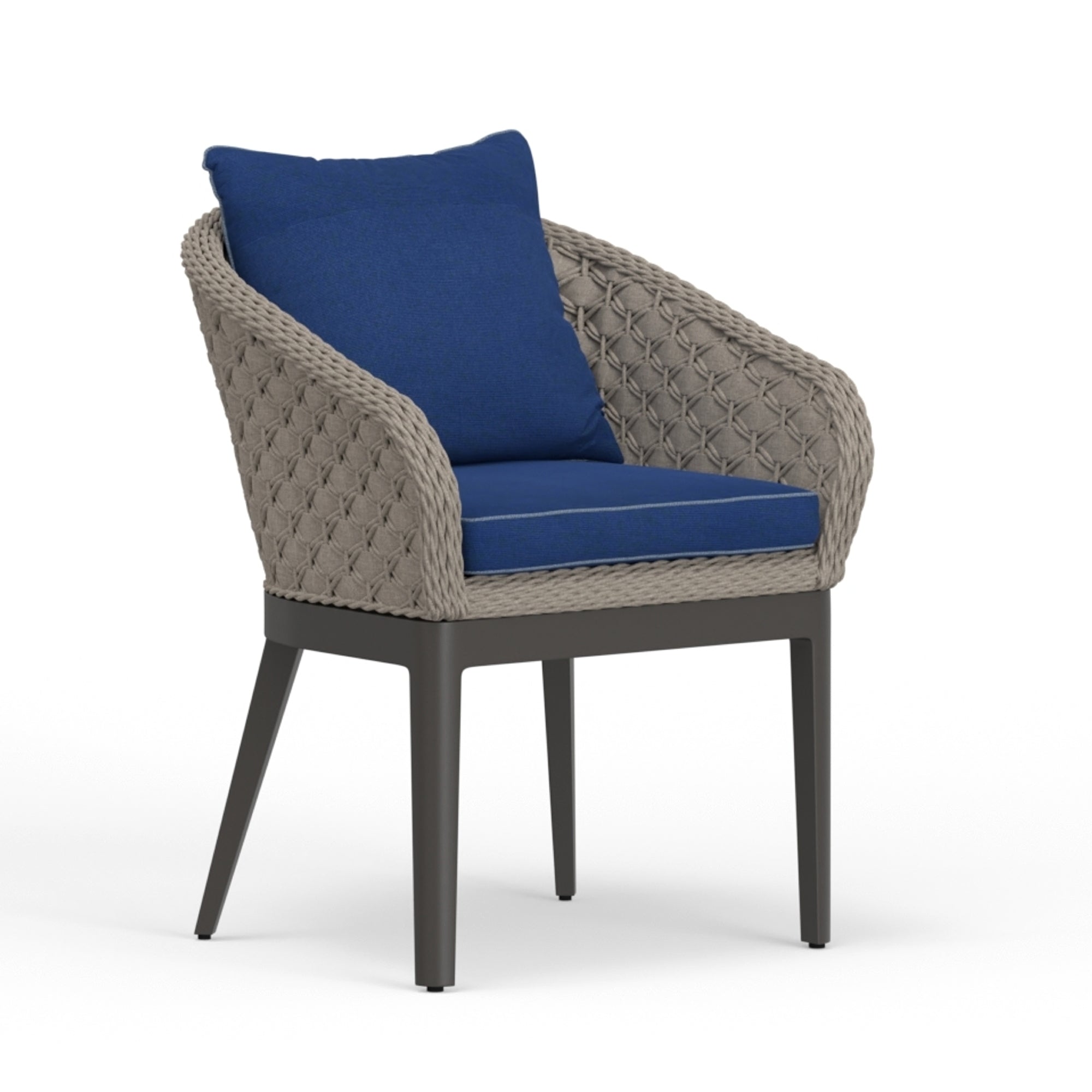 Marbella Weather-Resistant Dining Chair with Handwoven Rope, Curved Back & Stylish Comfort