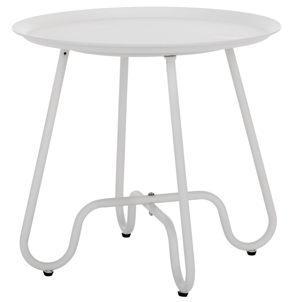 Archie 3-Piece Outdoor Set: Stylish White Steel Chairs with Beige Cushions and Table