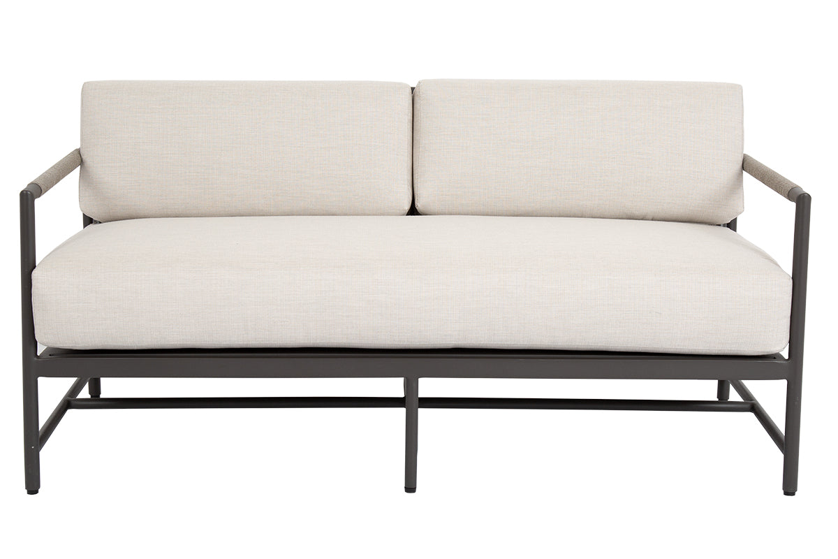 Stylish Mid-Century Pietra Loveseat with Weather-Resistant Frame and Cushions