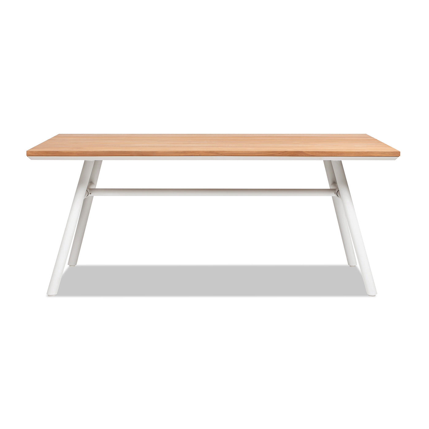 Exquisite 6-Person Teak and Aluminum Outdoor Patio Dining Table with 71-Inch Length and Natural Finish