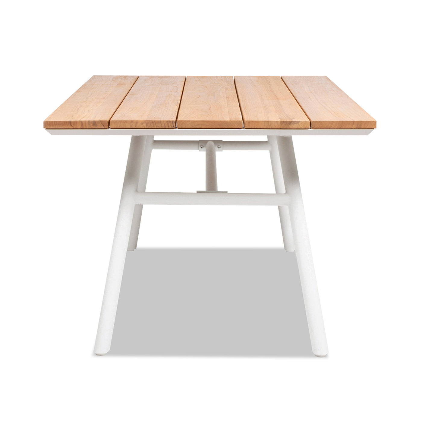 Exquisite 6-Person Teak and Aluminum Outdoor Patio Dining Table with 71-Inch Length and Natural Finish
