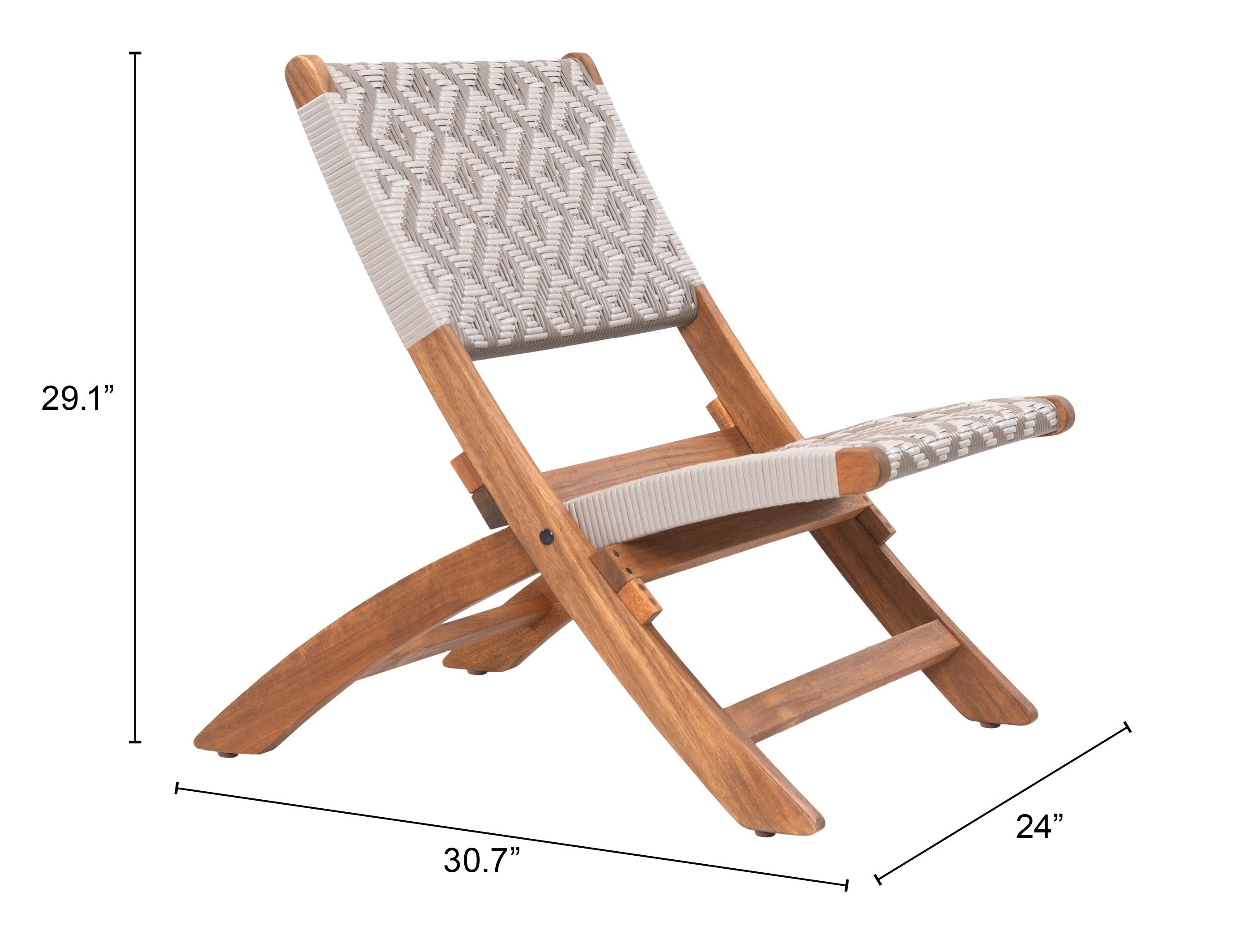 Modern Outdoor Tide Lounge Chair with Durable Acacia Wood Frame & Weather-Resistant Weave