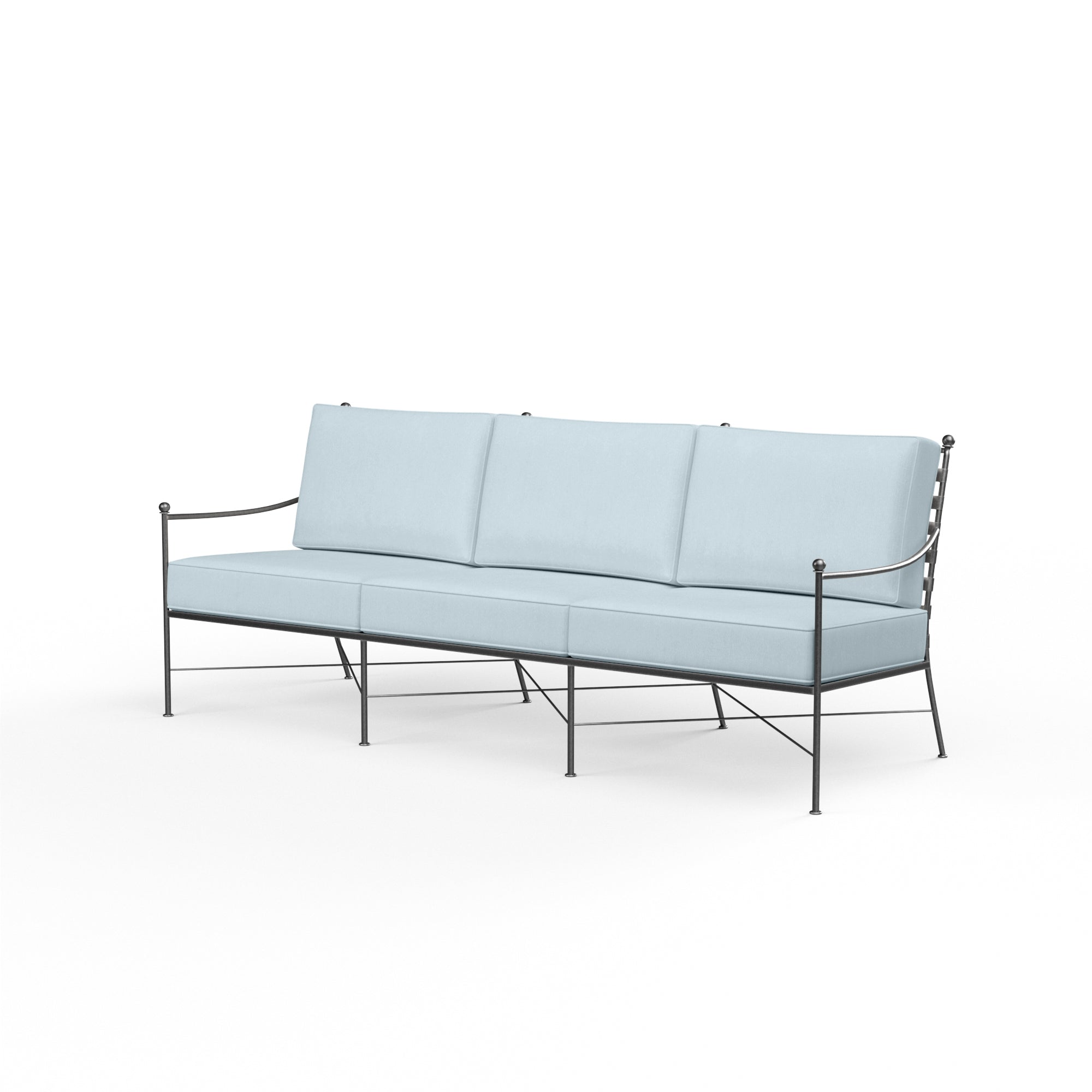 Provence Sofa: Timeless Wrought Iron Elegance with Weather-Resistant Comfort for Outdoor Living Spaces